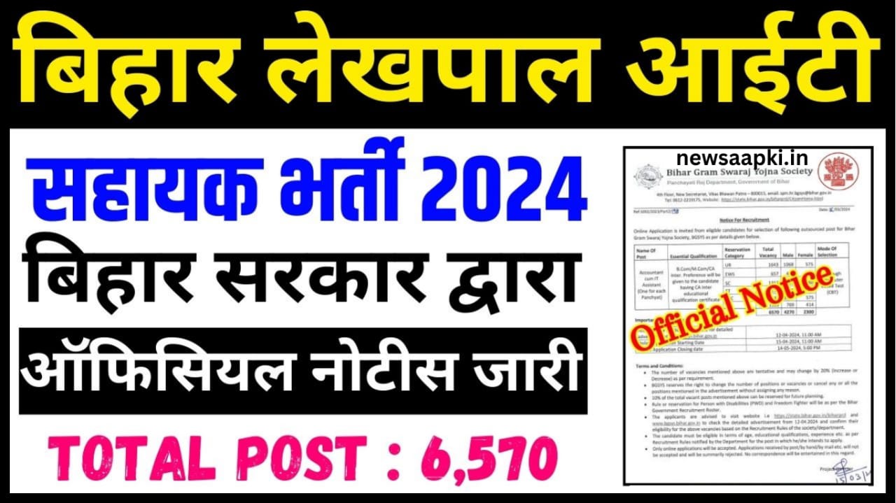 Bihar Gram Swaraj Yojana Recruitment 2024