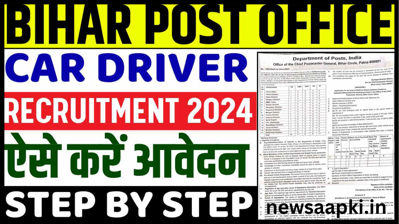 Bihar Post Office Car Driver Recruitment 2024 notification in Hindi