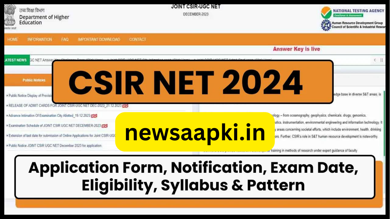 CSIR NET June Registration 2024 Notification in Hindi