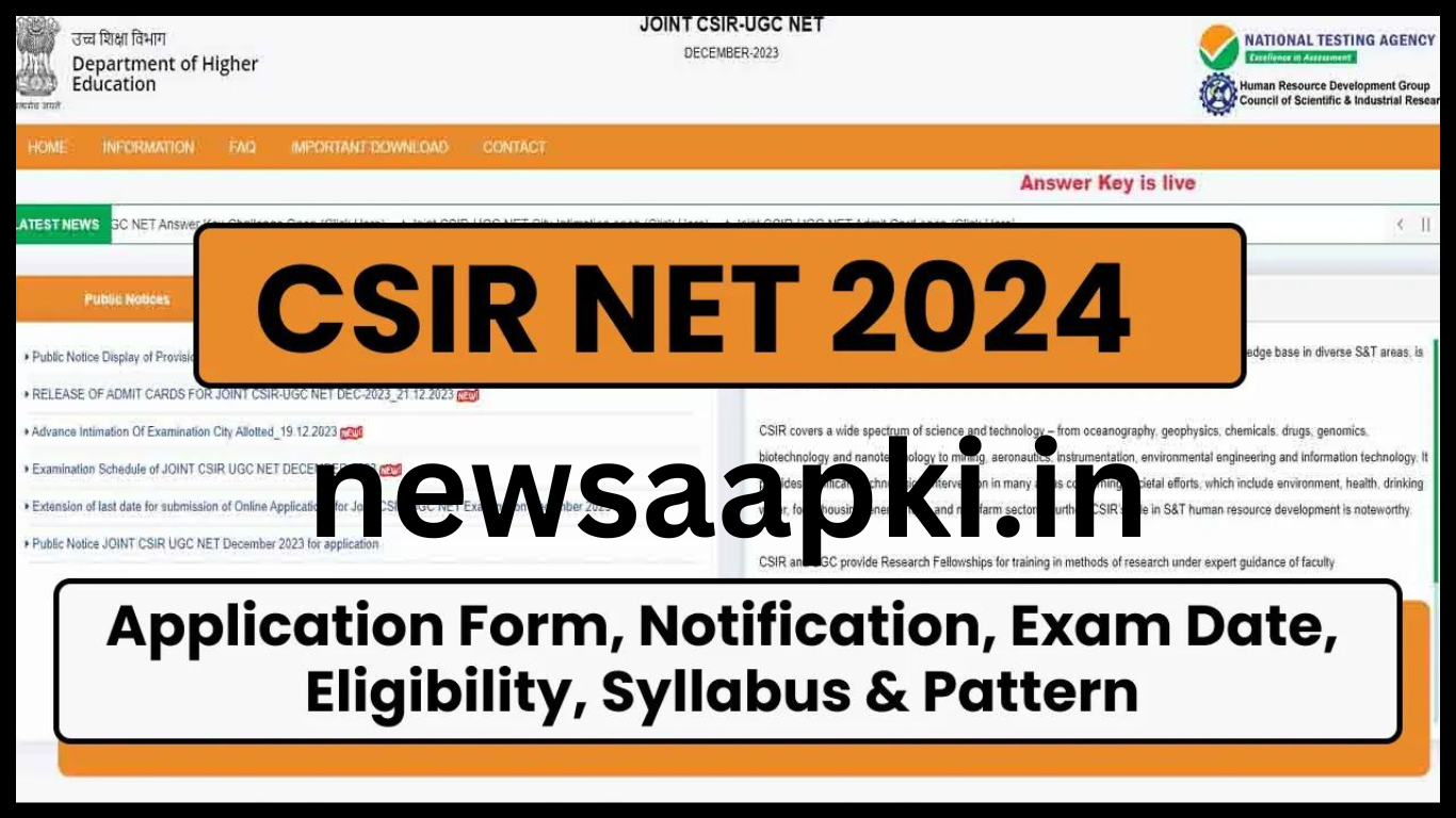 CSIR NET Notification 2024 application form last date to apply