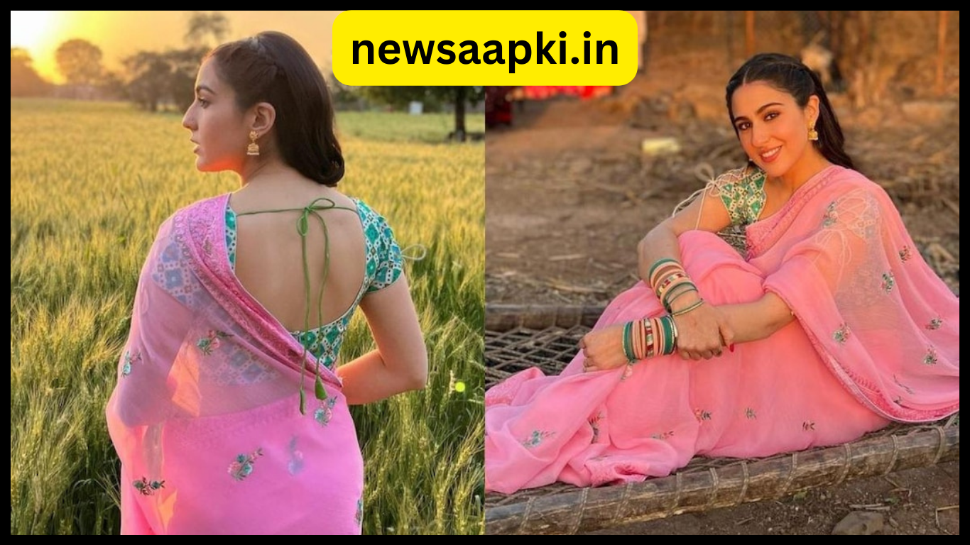 Sara Ali Khan Desi Look in Saree Pics